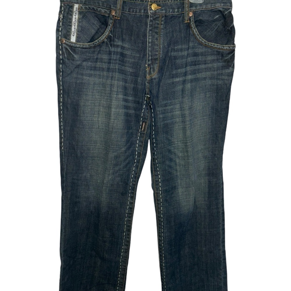Size 38 Parish Button Fly Thick Stitch Mens Dark Y2K Baggy Grunge Hip Hop Jeans